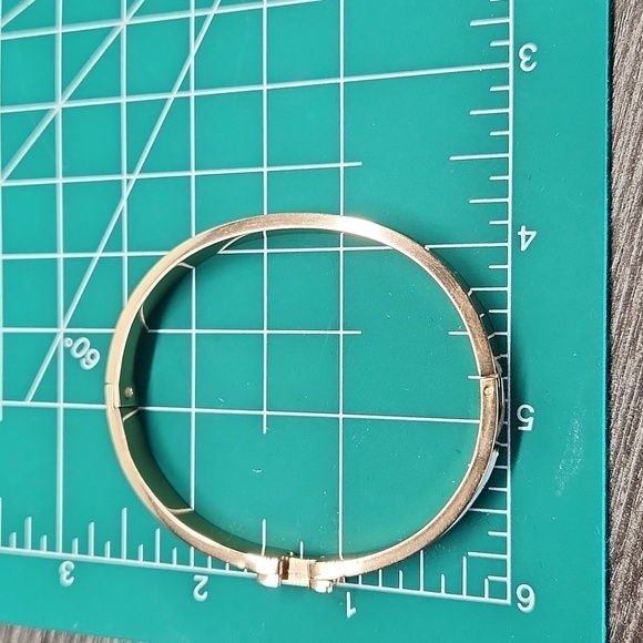 Luxury 18K Rose Gold Plated Titanium Steel H Bangle, Pearly White Inlay - Picture 4 of 8